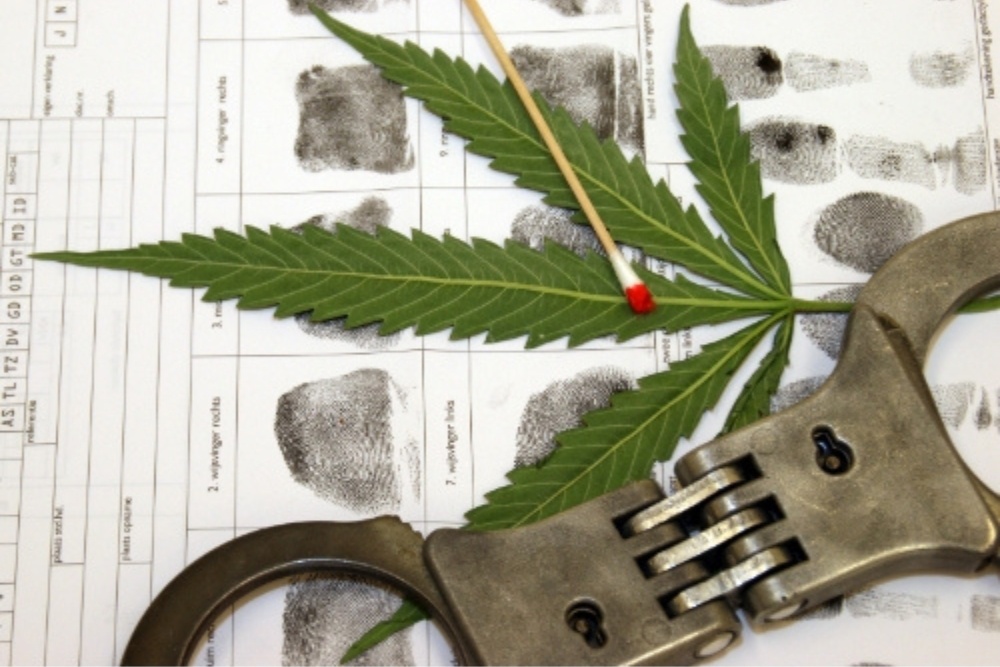 Avenues Recovery depicts the outcome of disregarding drug scheduling - a fingerprint sheet, handcuffs, and weed.